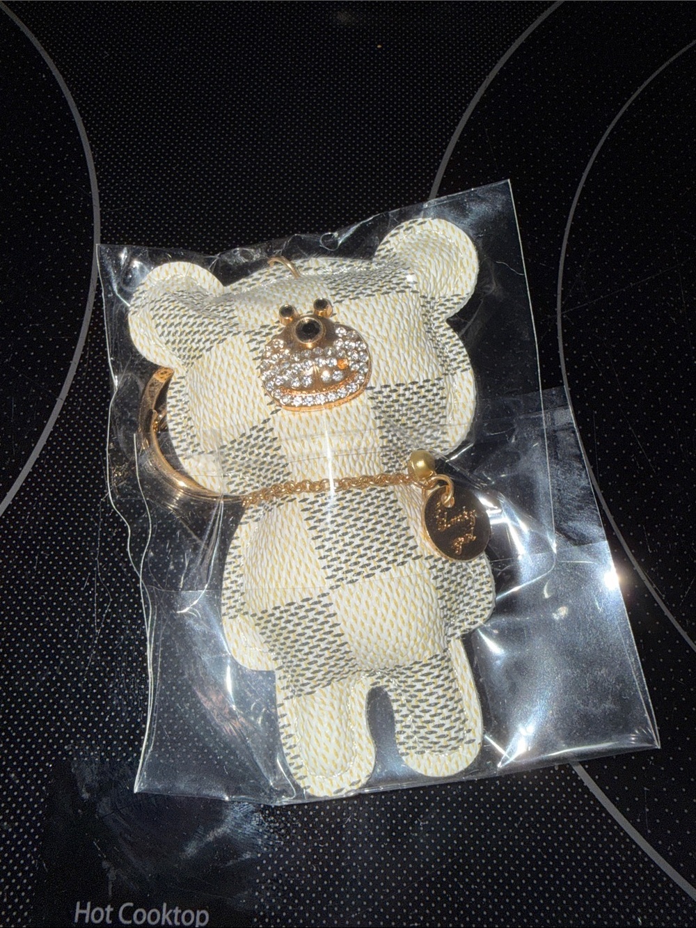Louis Vuitton Cream & Beige Damier Bear Keychain